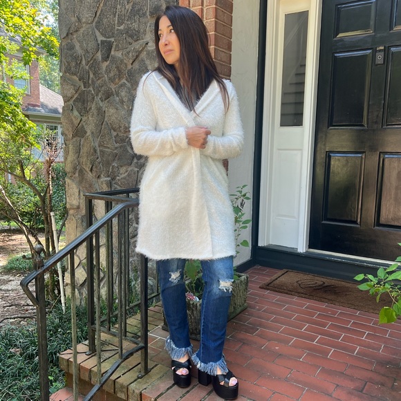 23 Boho Hooded Soft Furry Open Cardigan with pockets - Picture 2 of 5